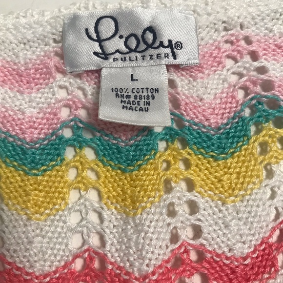 Vintage Lilly Pulitzer Crochet Sweater Cardigan Womens Size Large Beach EUC - Picture 7 of 9